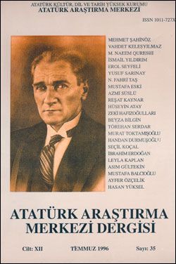 Atatürk Araştırma Merkezi Dergisi, Temmuz 1996 , Sayı: 35, 1996