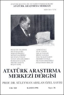 Atatürk Araştırma Merkezi Dergisi, Kasım 1996 , Sayı: 36, 1997