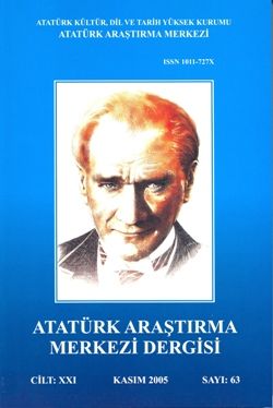 Atatürk Araştırma Merkezi Dergisi, Kasım 2005 ,Sayı: 63, 2008